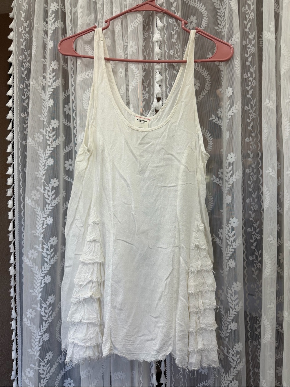 Intimately Free People Women's White Sleeveless Ruffle Tank Top